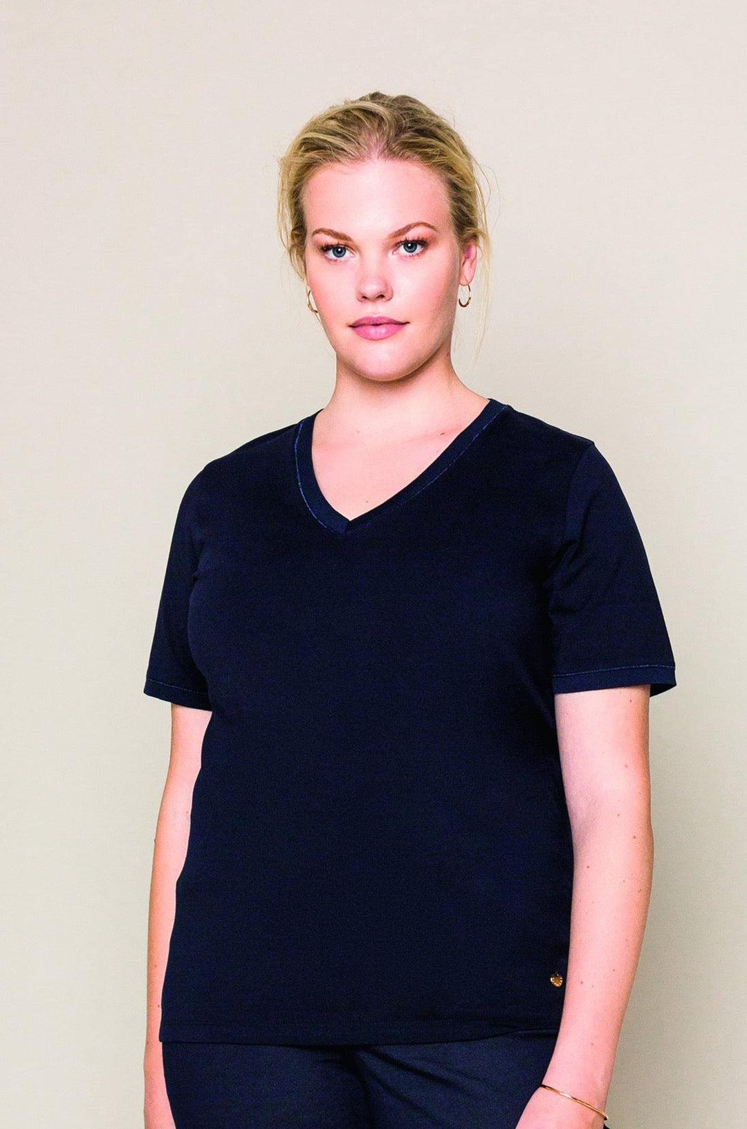 Blauw T-Shirt Met V-Hals