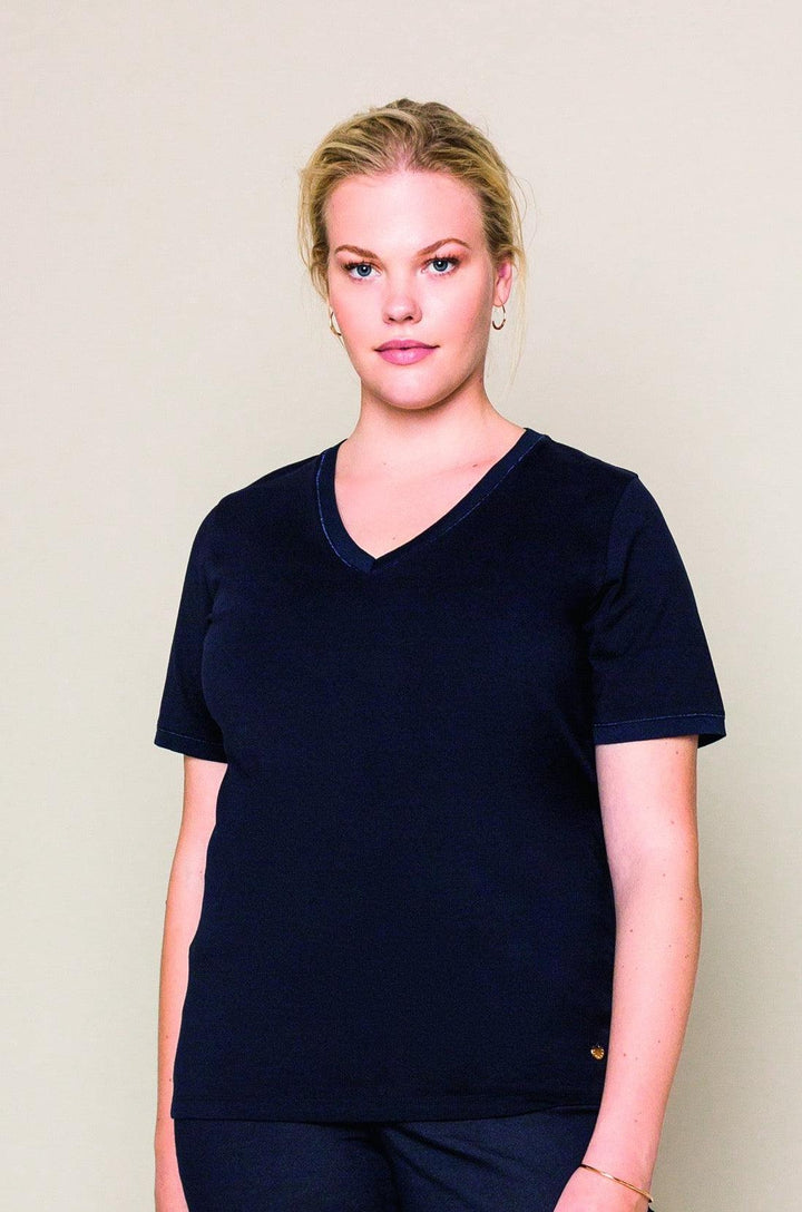 Blauw T-Shirt Met V-Hals