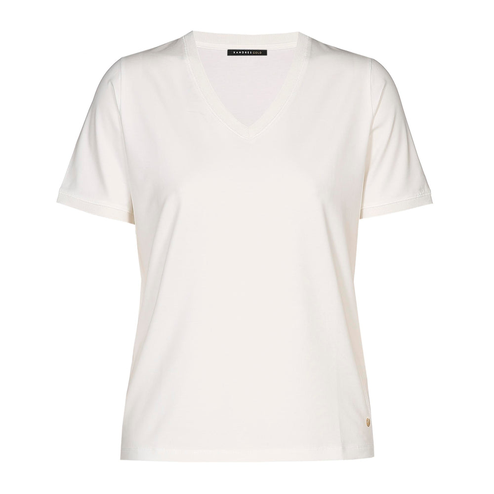 Wit Basis T-Shirt Met V-Hals