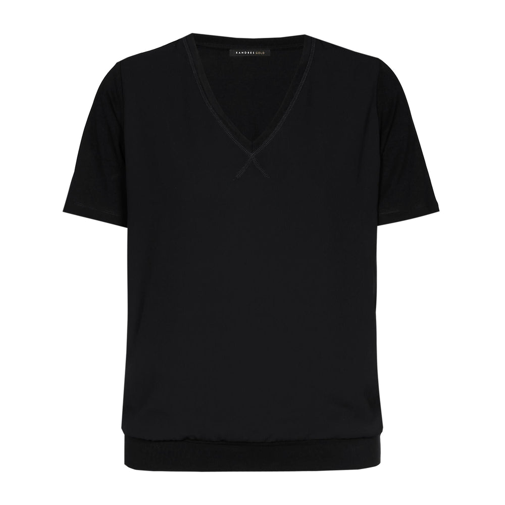 Zwart T-Shirt Met V-Hals