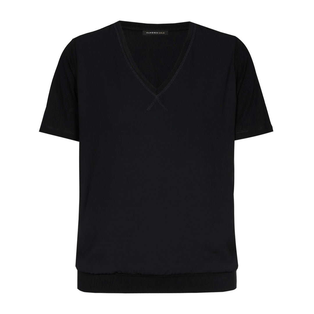 Zwart T-Shirt Met V-Hals