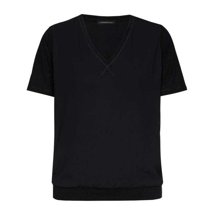 Zwart T-Shirt Met V-Hals