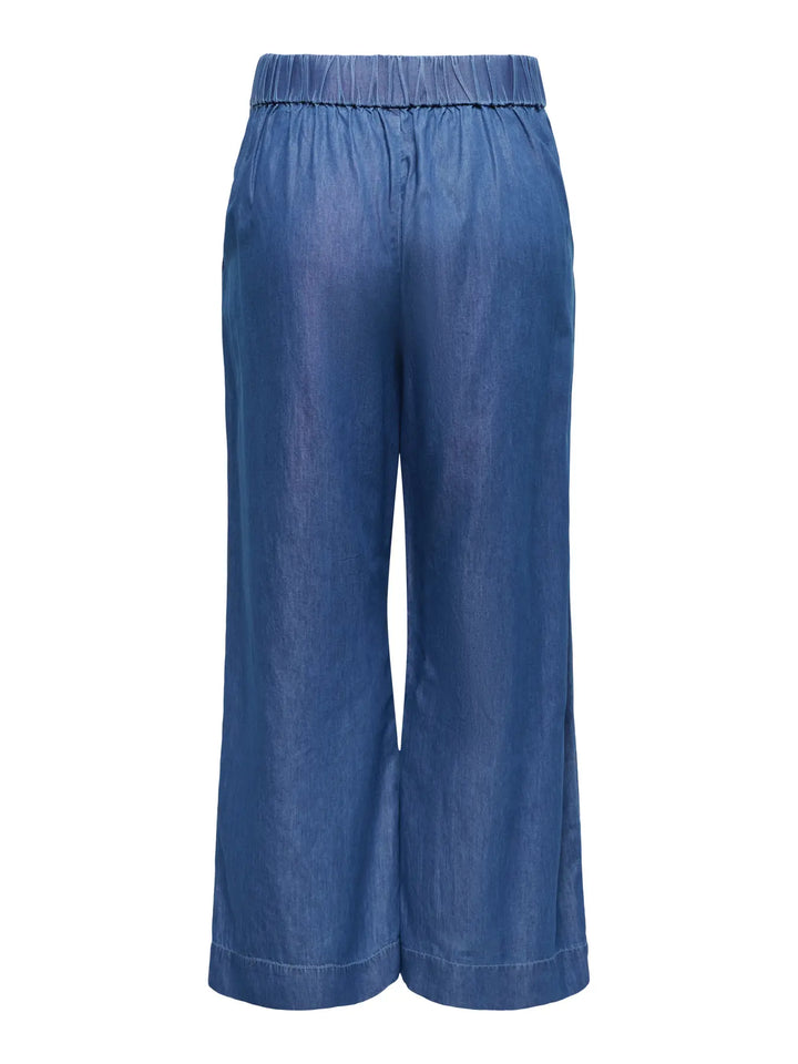 Blauwe Wide Fit Jeans Met Elastische Taille