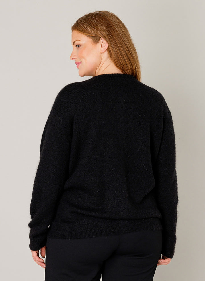 Schwarzer Feinstrick-Cardigan mit Knöpfen
