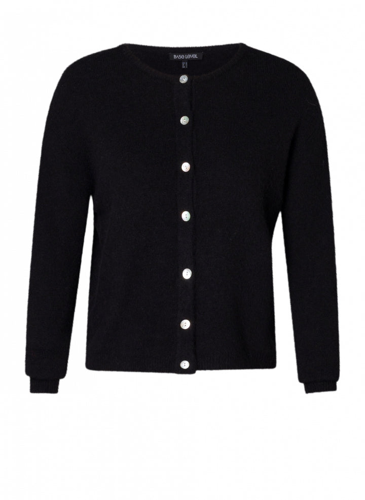 Schwarzer Feinstrick-Cardigan mit Knöpfen