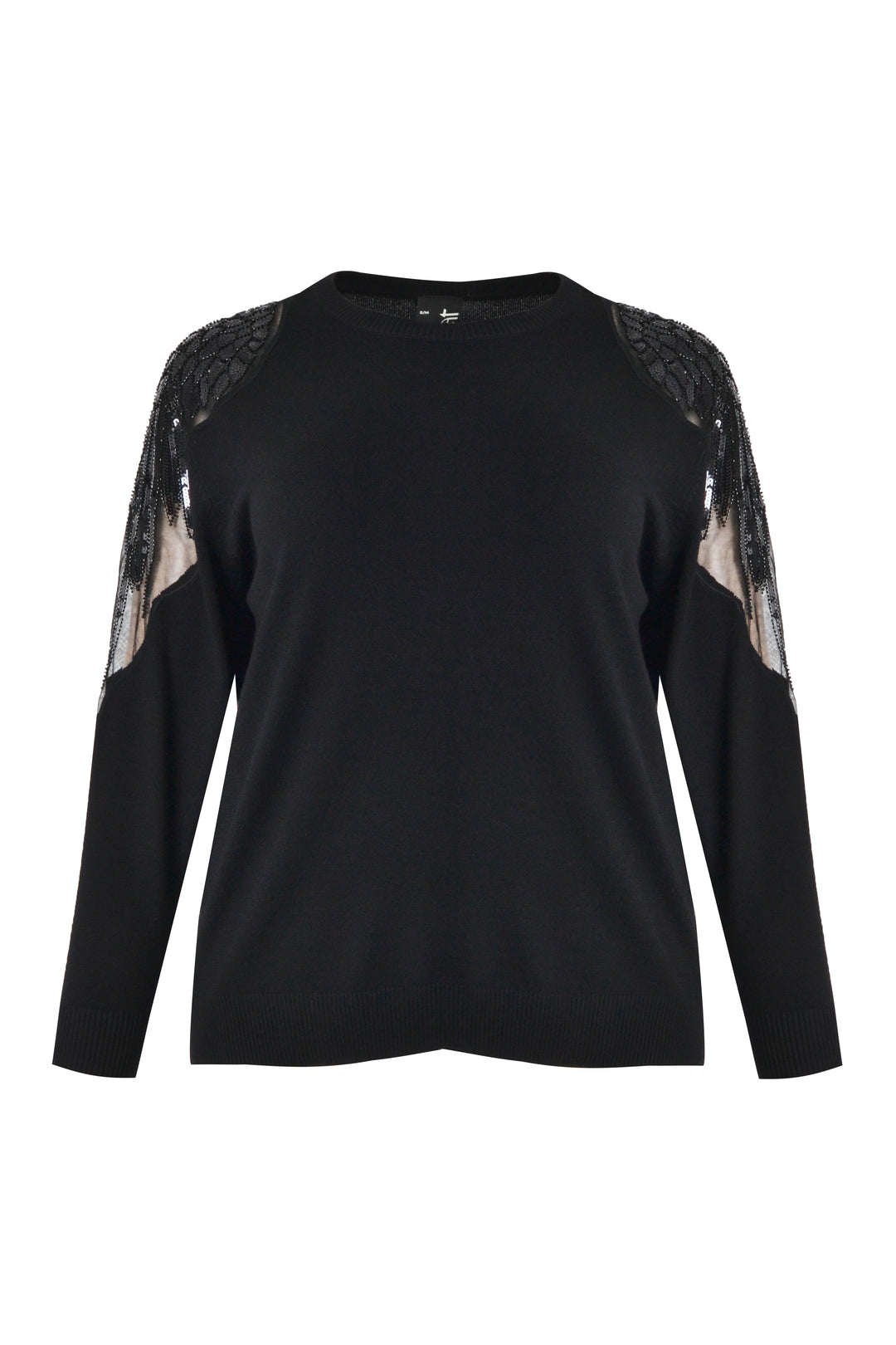 Black sweater with mesh and sequins