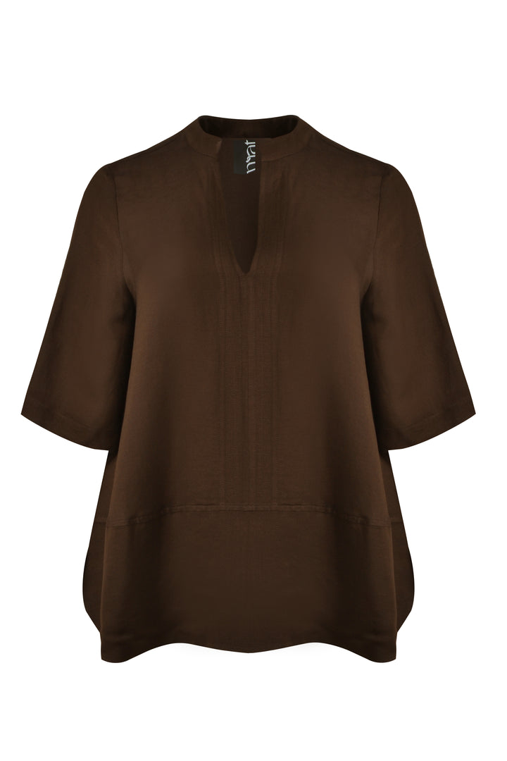 Bruine Blouse Met V-Hals