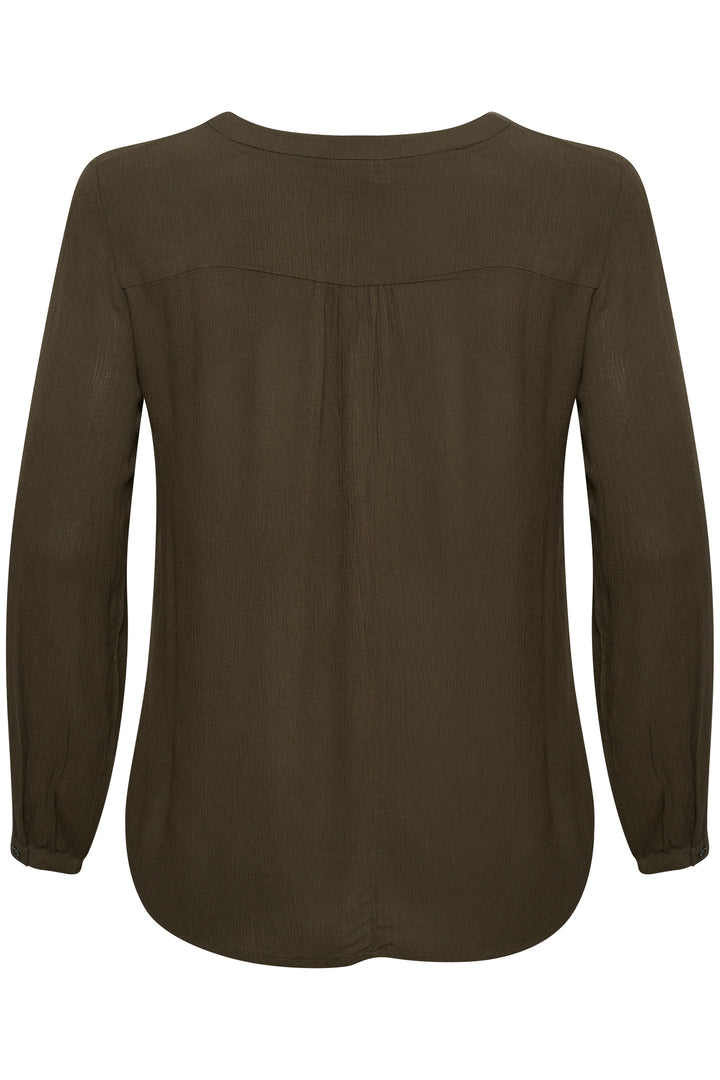 tijdloze kaki blouse van ecovero viscose - kaffe curve - - grote maten - dameskleding - kledingwinkel - herent - leuven