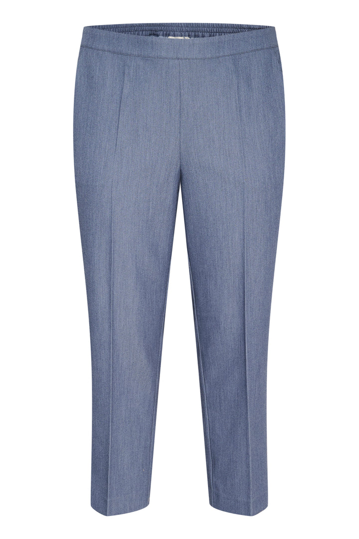 blauwe cropped broek met rechte pijpen