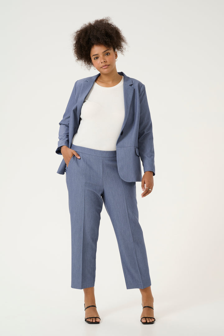 Blauwe Cropped Broek Met Rechte Pijpen | Grote Maten Mode bij Axent