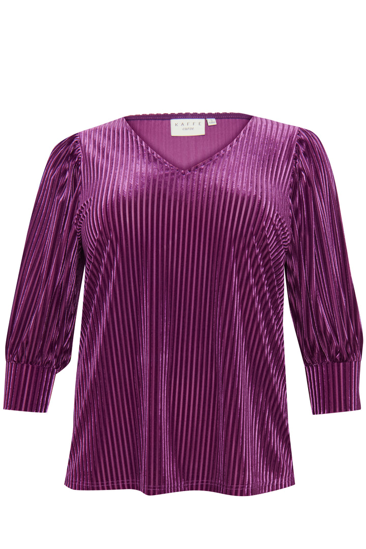 dieppaarse velvet blouse met strepen