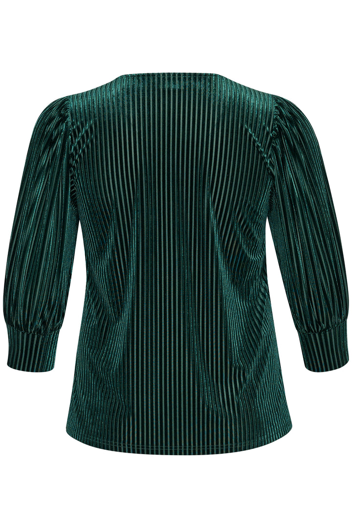 flessengroene velvet blouse met strepen