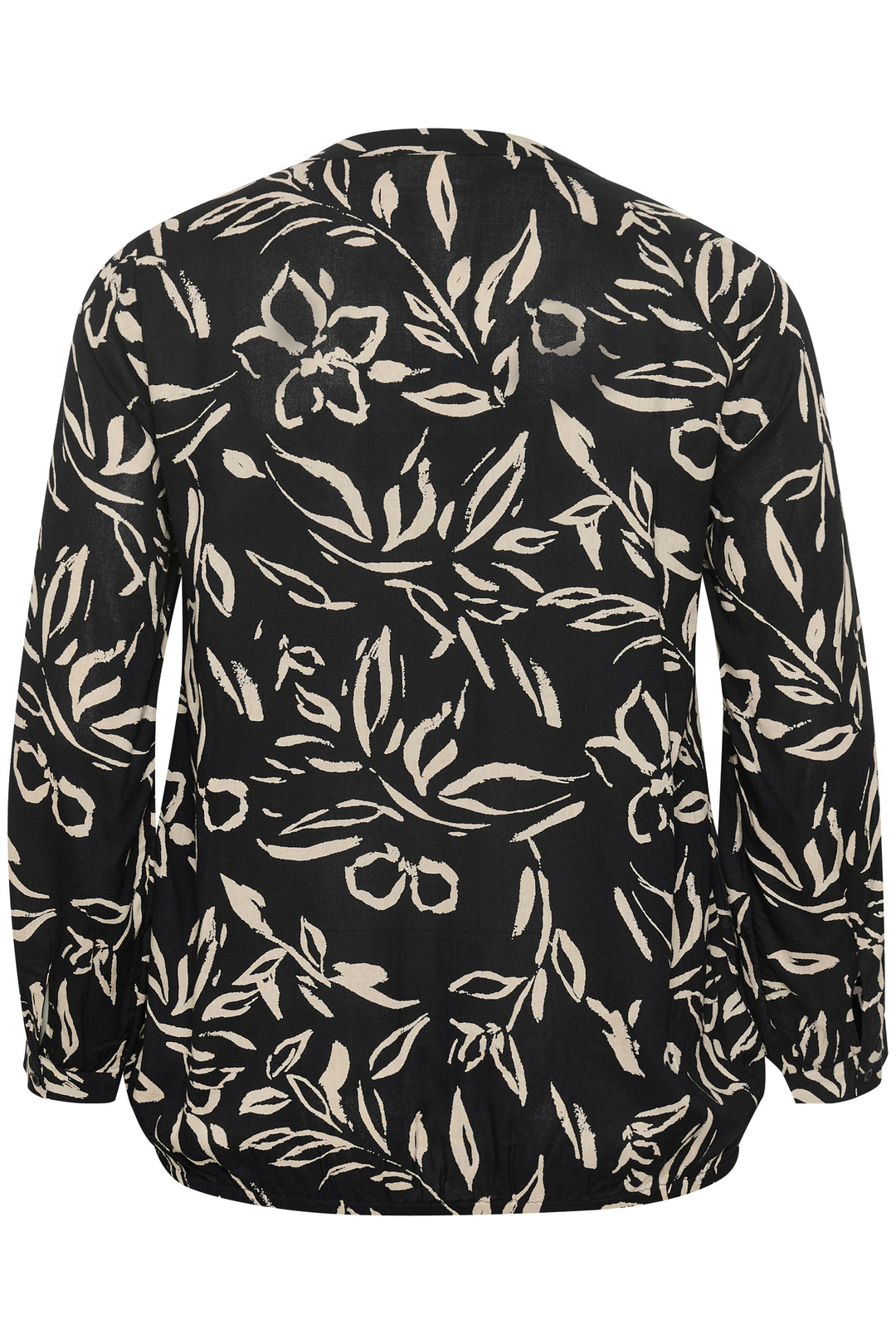 blouse met zandkleurige print op zwart