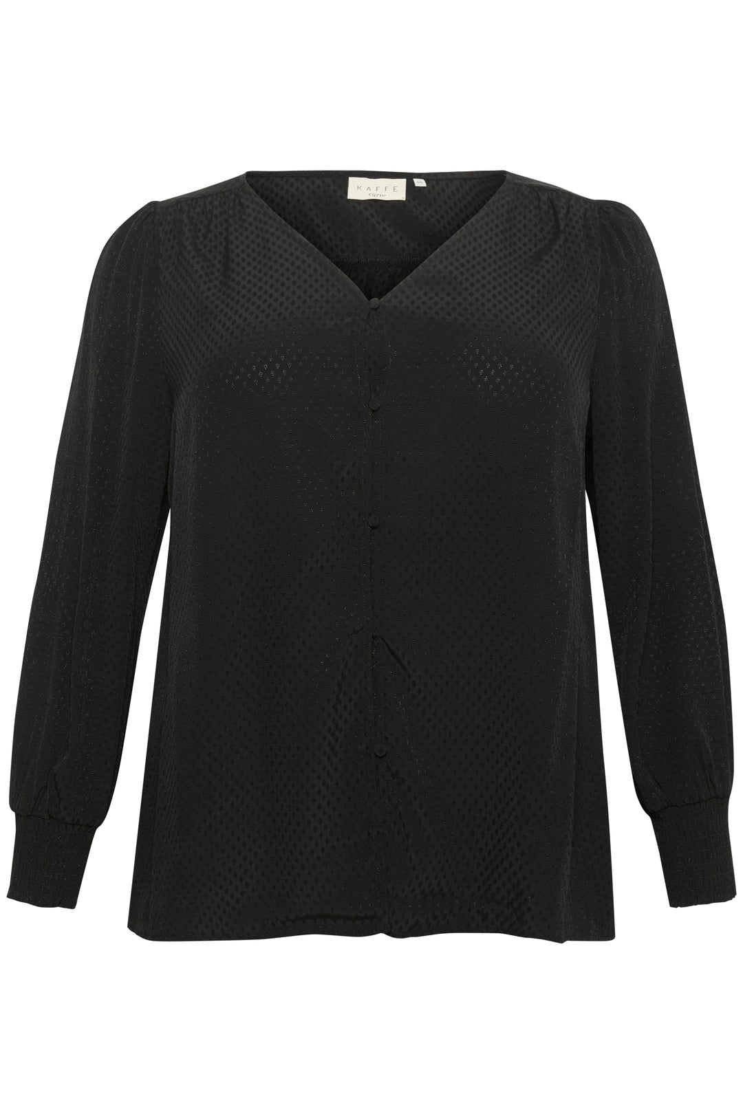 zwarte blouse met toon op toon print