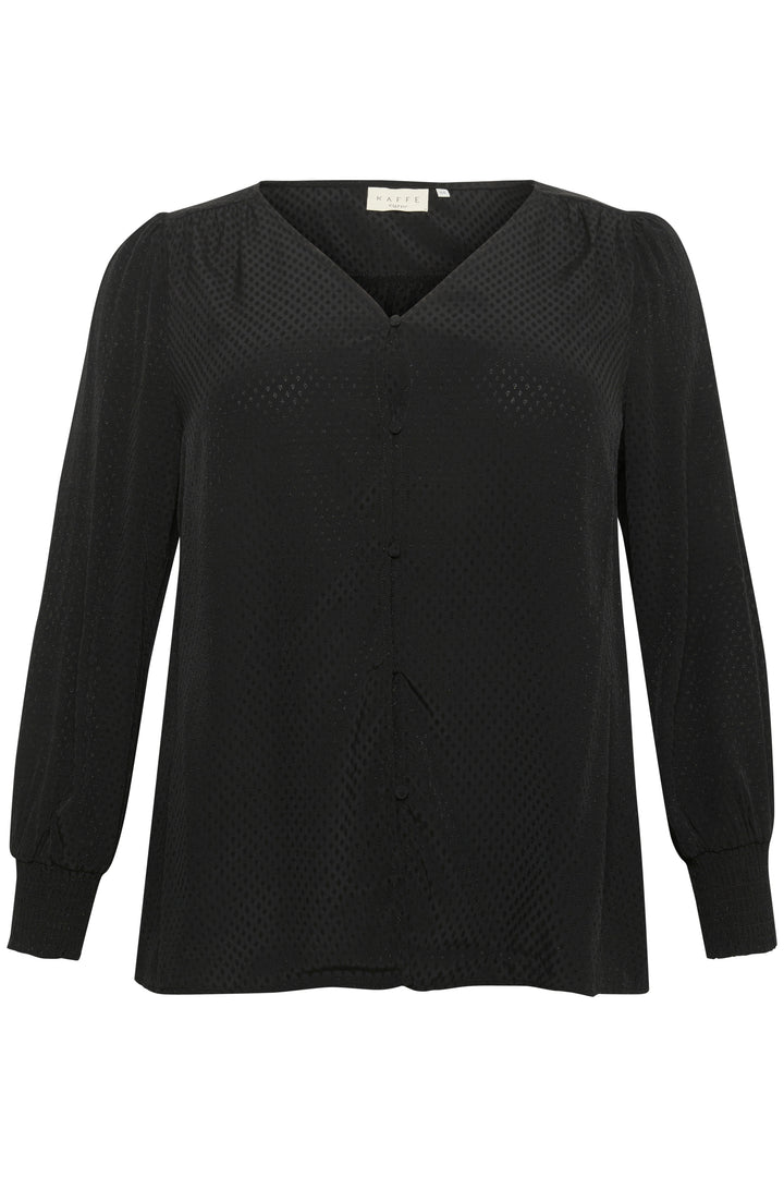 zwarte blouse met toon op toon print-kaffe curve-