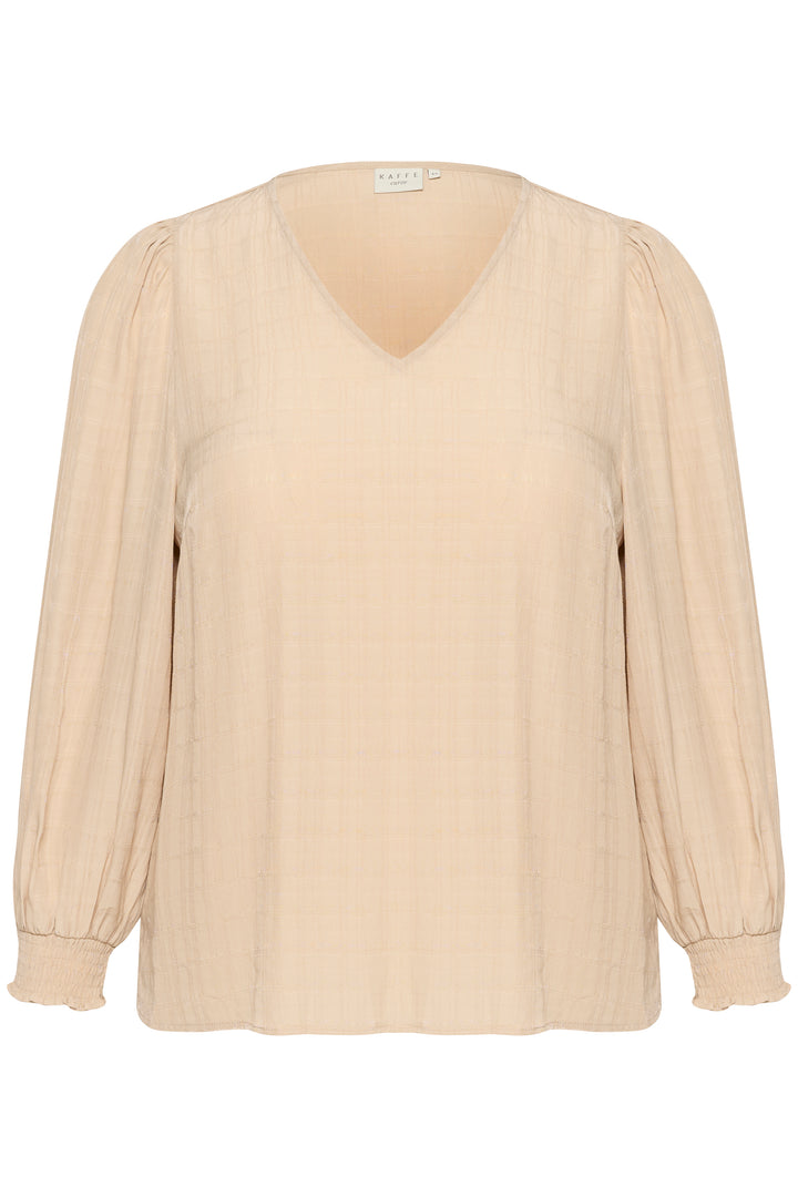 tijdloze beige blouse - kaffe curve - - grote maten - dameskleding - kledingwinkel - herent - leuven