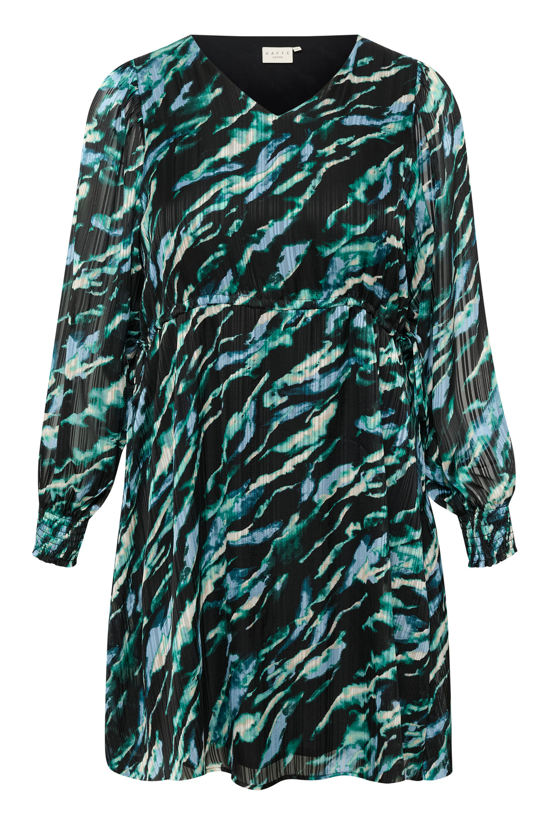 jurk van luchtige voile met leuke print - kaffe curve - - grote maten - dameskleding - kledingwinkel - herent - leuven