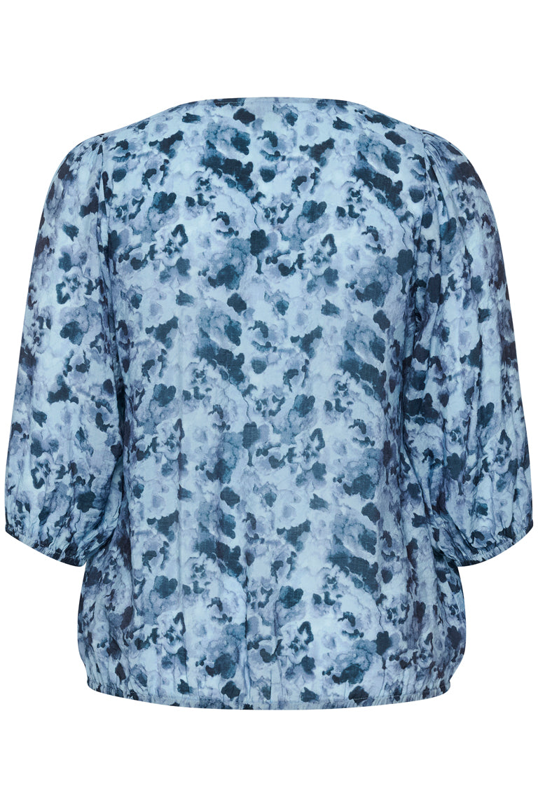 blouse met lichtblauwe fijne print-kaffe curve-