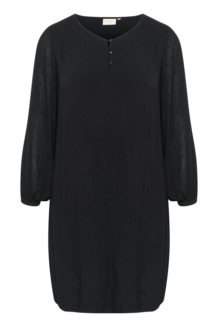 zwarte jurk met toon op toon print-kaffe curve-