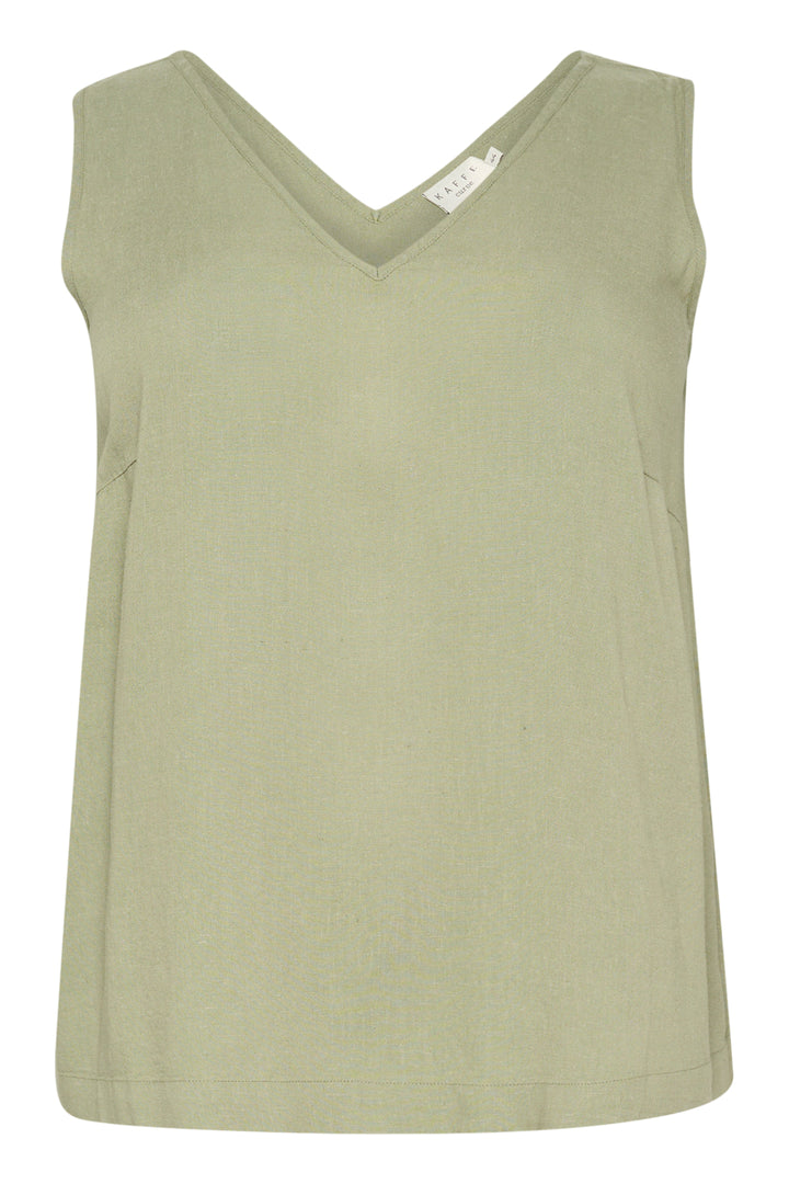 luchtige linnen viscose top in oil green