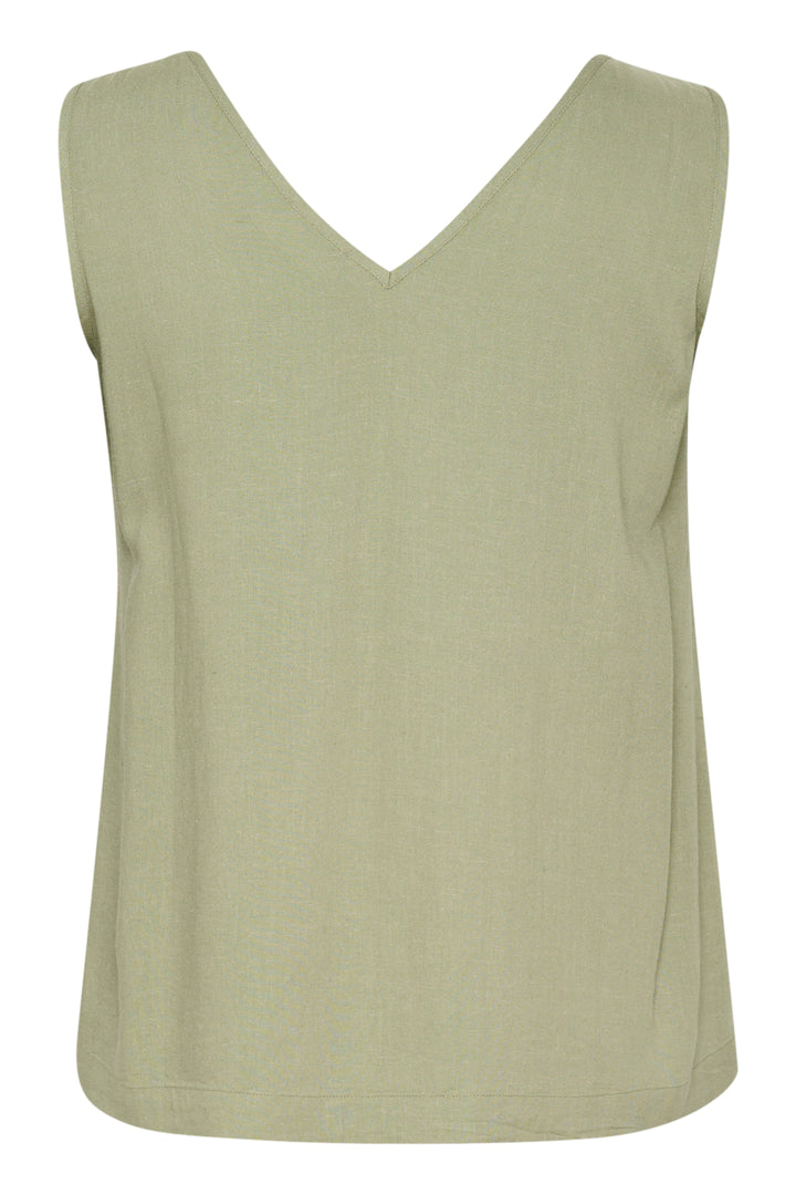 luchtige linnen viscose top in oil green