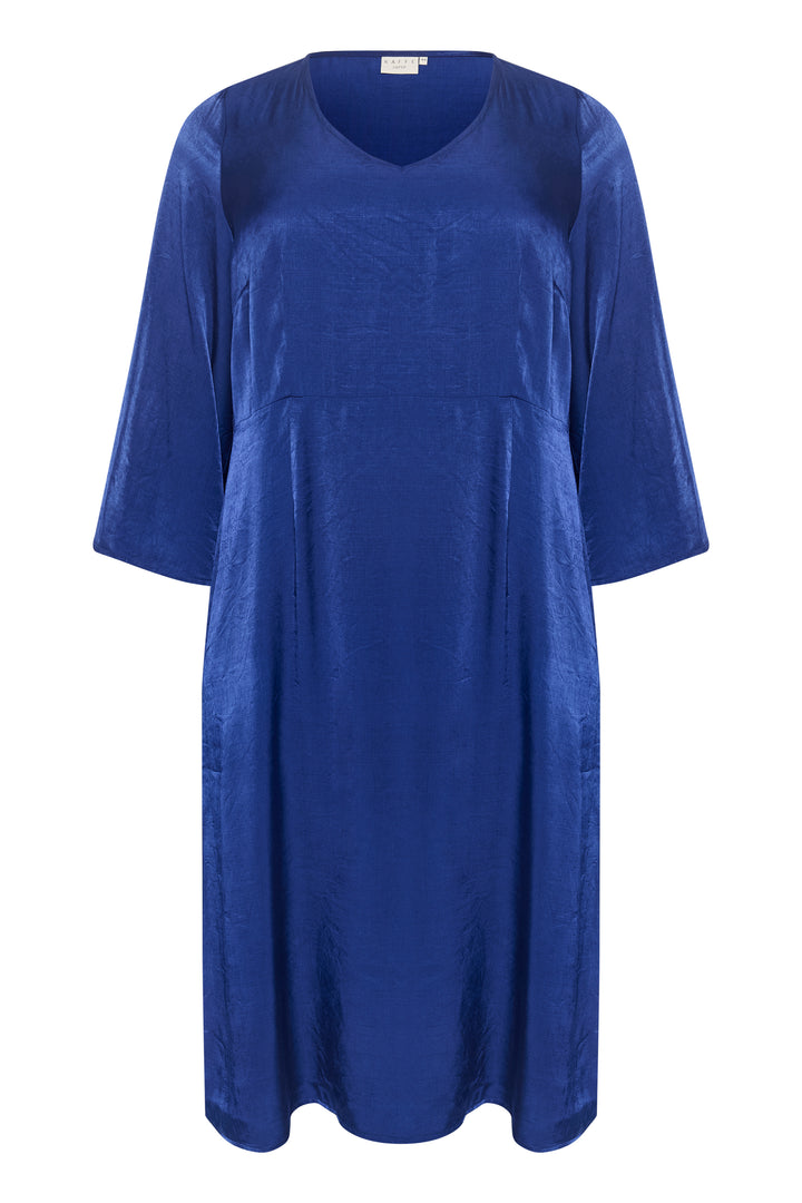 Elegante Jurk Met V-Hals In Beacon Blue | Grote Maten Mode bij Axent