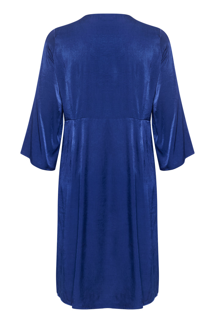 Elegante Jurk Met V-Hals In Beacon Blue | Grote Maten Mode bij Axent