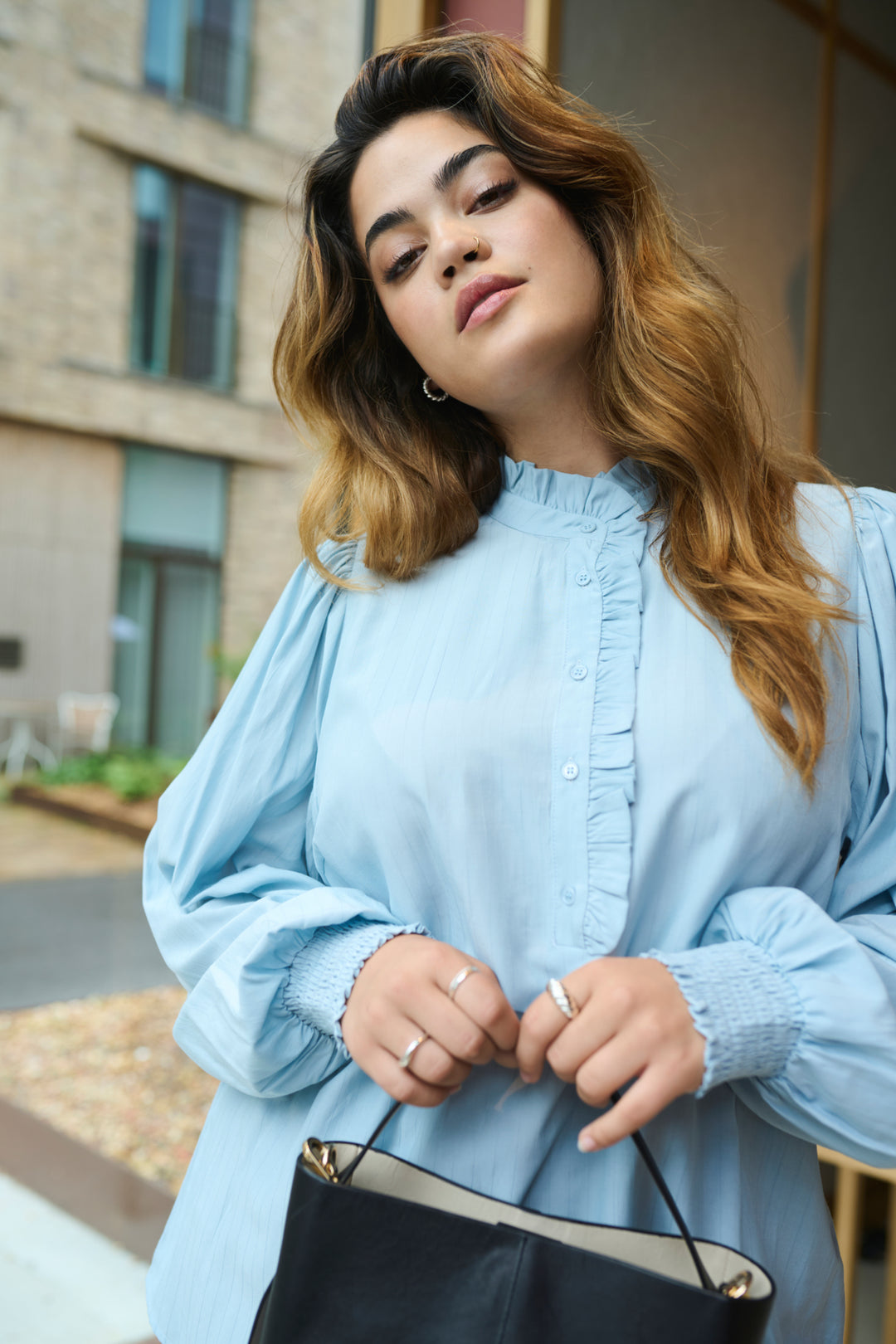 romantische blouse in celestial blue