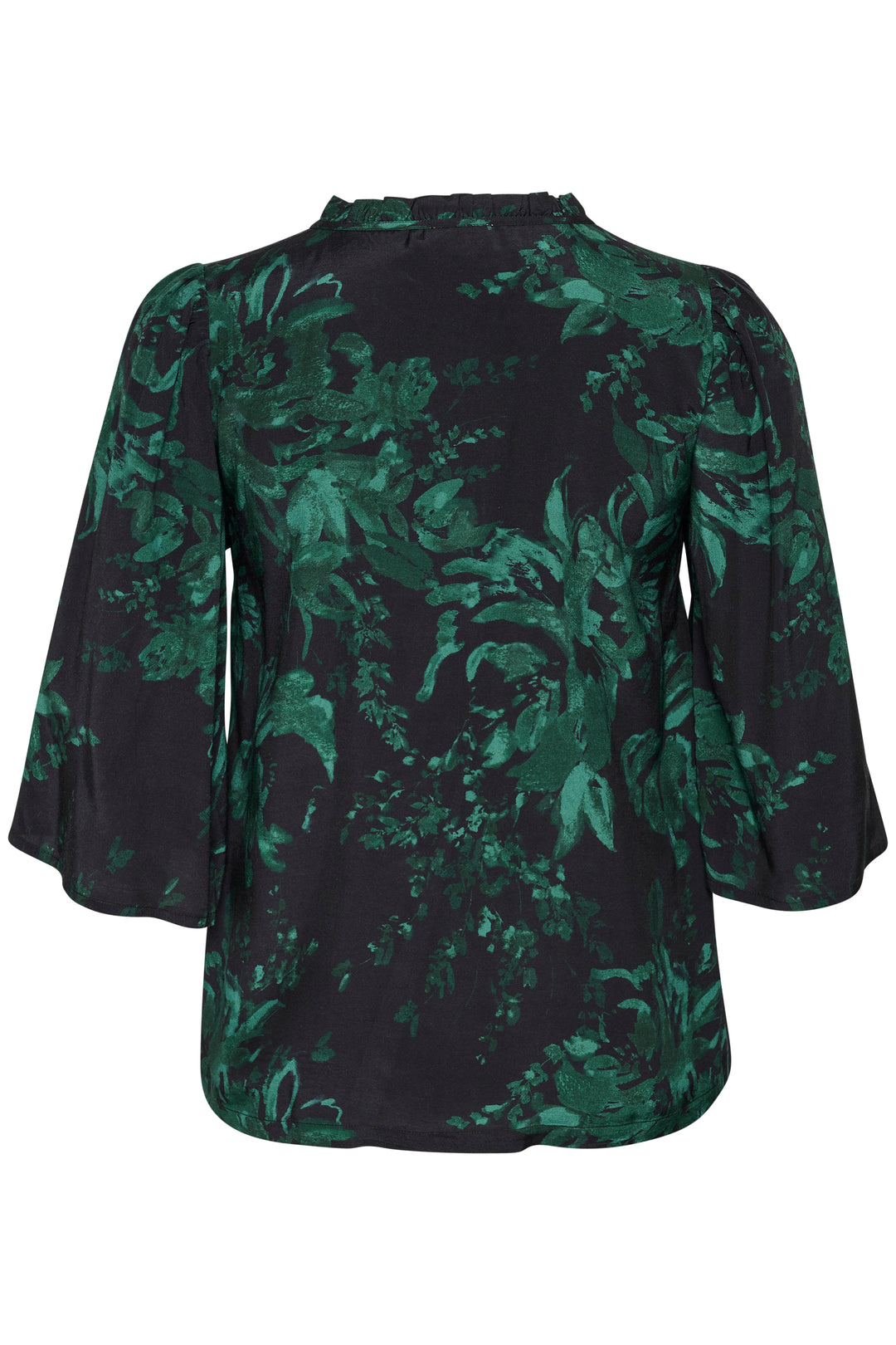 Blouse Met Uitwaaiende Mouwen In Zwart En Groen | Grote Maten Mode bij Axent