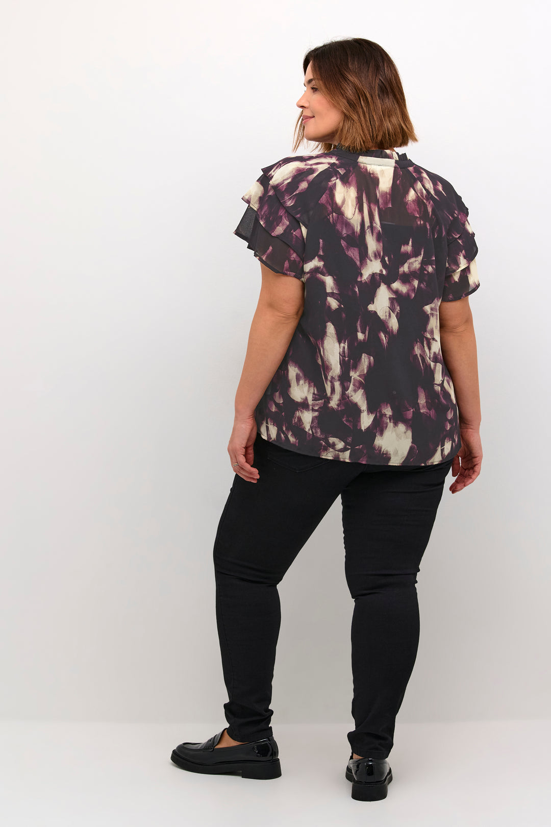 Blouse Met Knooplint In Wijnrode Tinten | Grote Maten Mode bij Axent