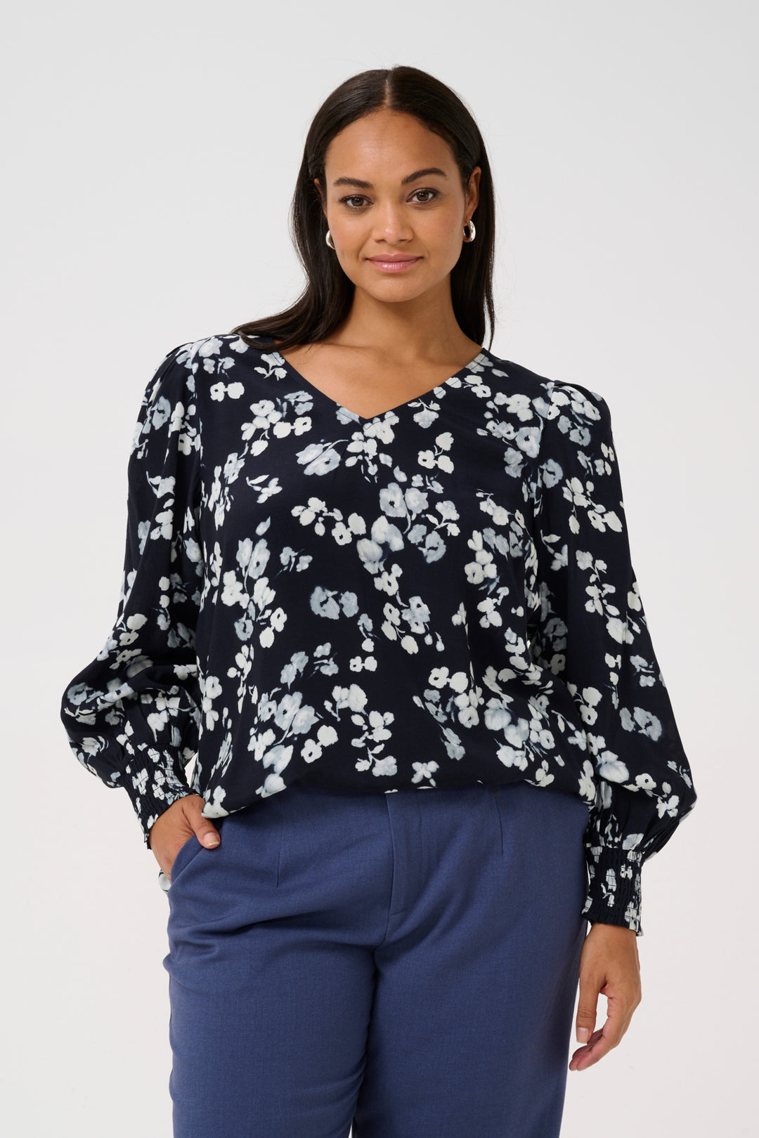 Blouse Met Blauwe Print | Grote Maten Mode bij Axent