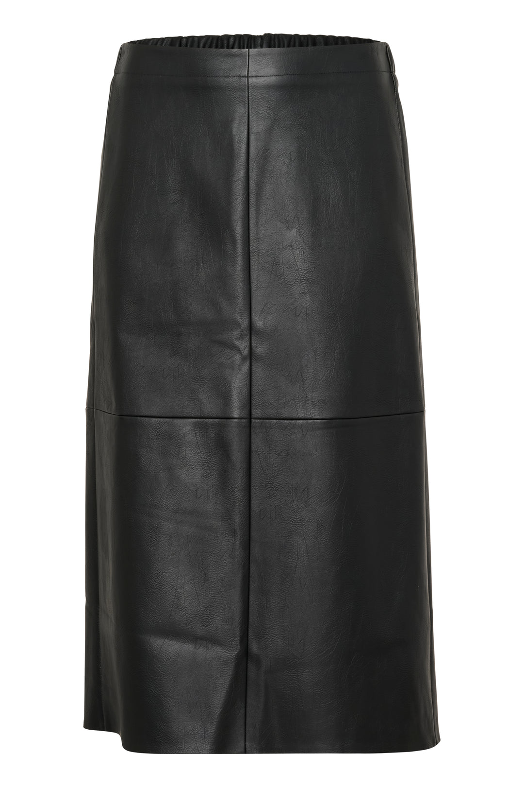 zwarte midi-rok in faux leather met split