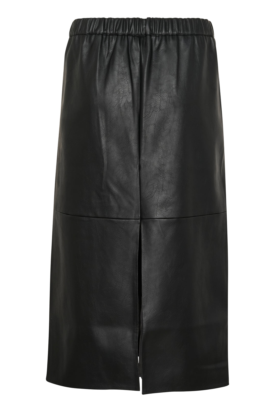 Zwarte Midi-Rok In Faux Leather Met Split | Grote Maten Mode bij Axent