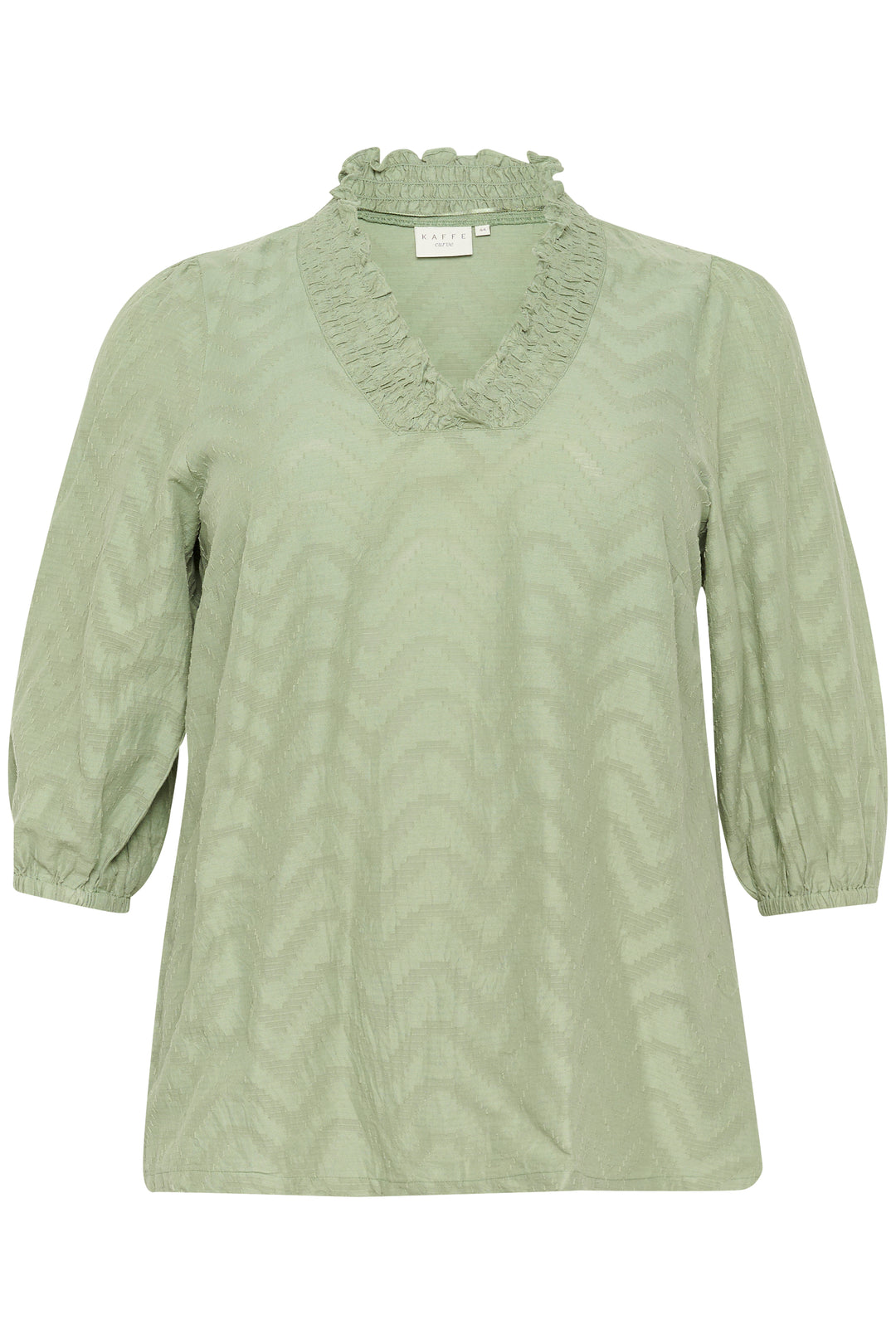 luchtige blouse met zigzagpatroon en ruches