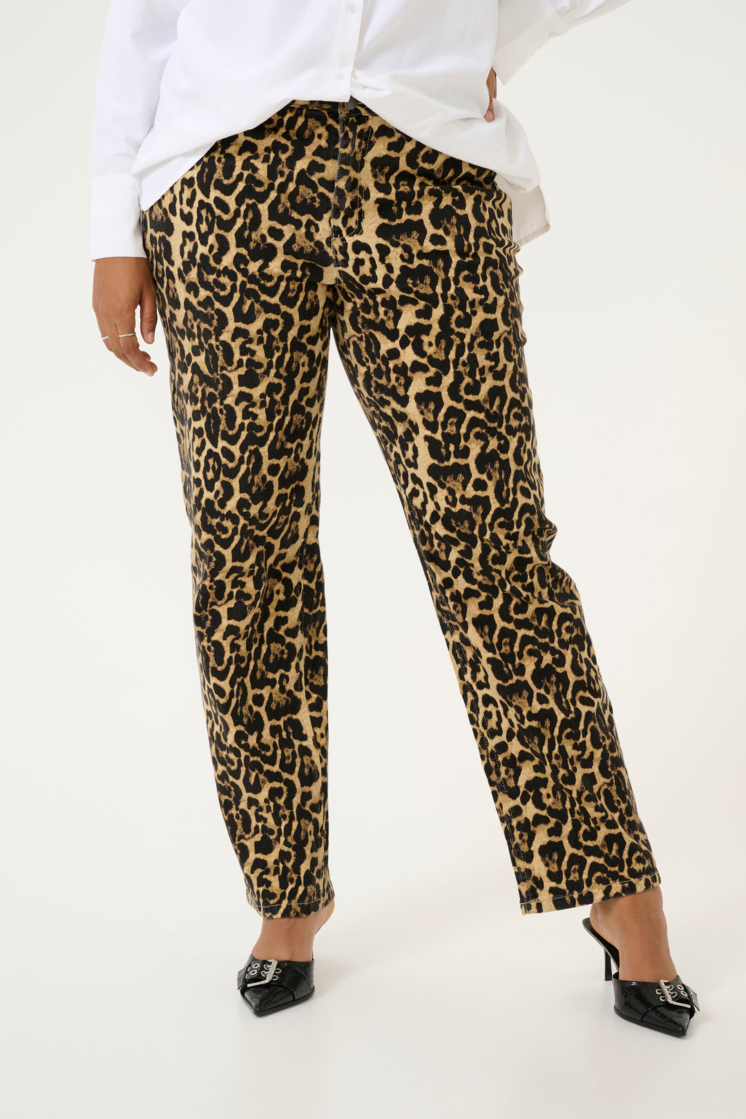 luipaardprint jeans met 5-pocket design