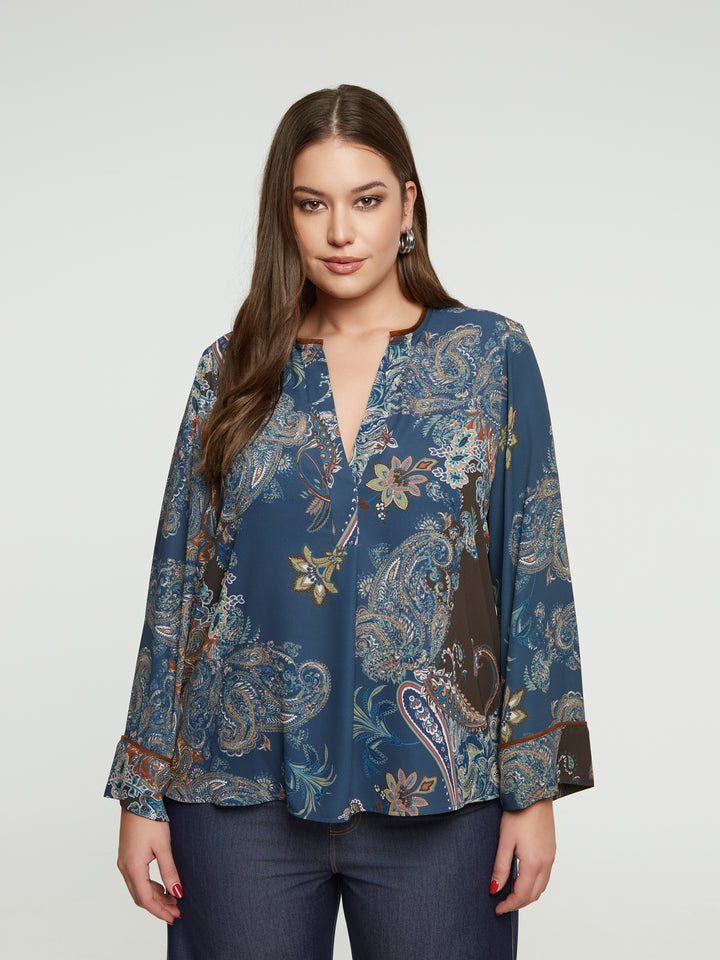 Paisley-Bluse in Indigofarbe
