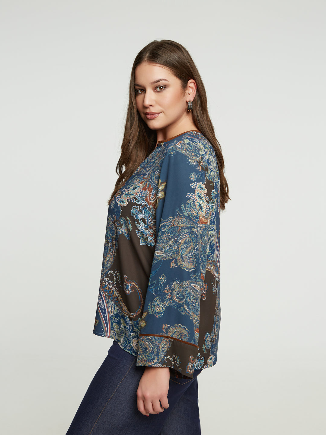 Paisley-Bluse in Indigofarbe