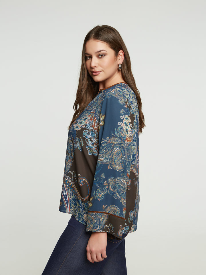 Paisley-Bluse in Indigofarbe