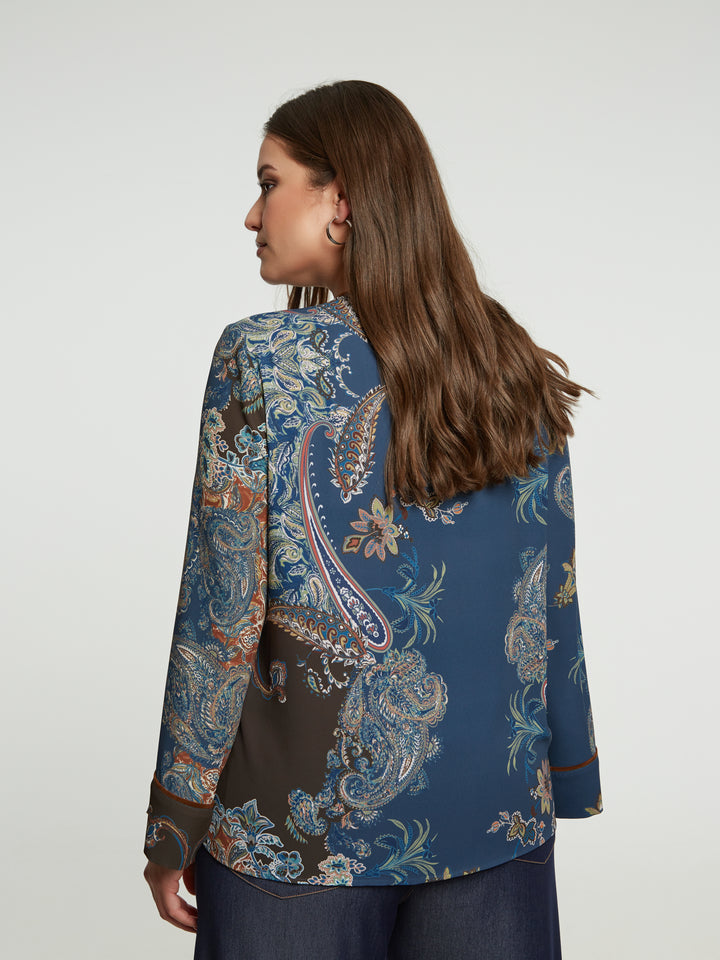 Paisley-Bluse in Indigofarbe