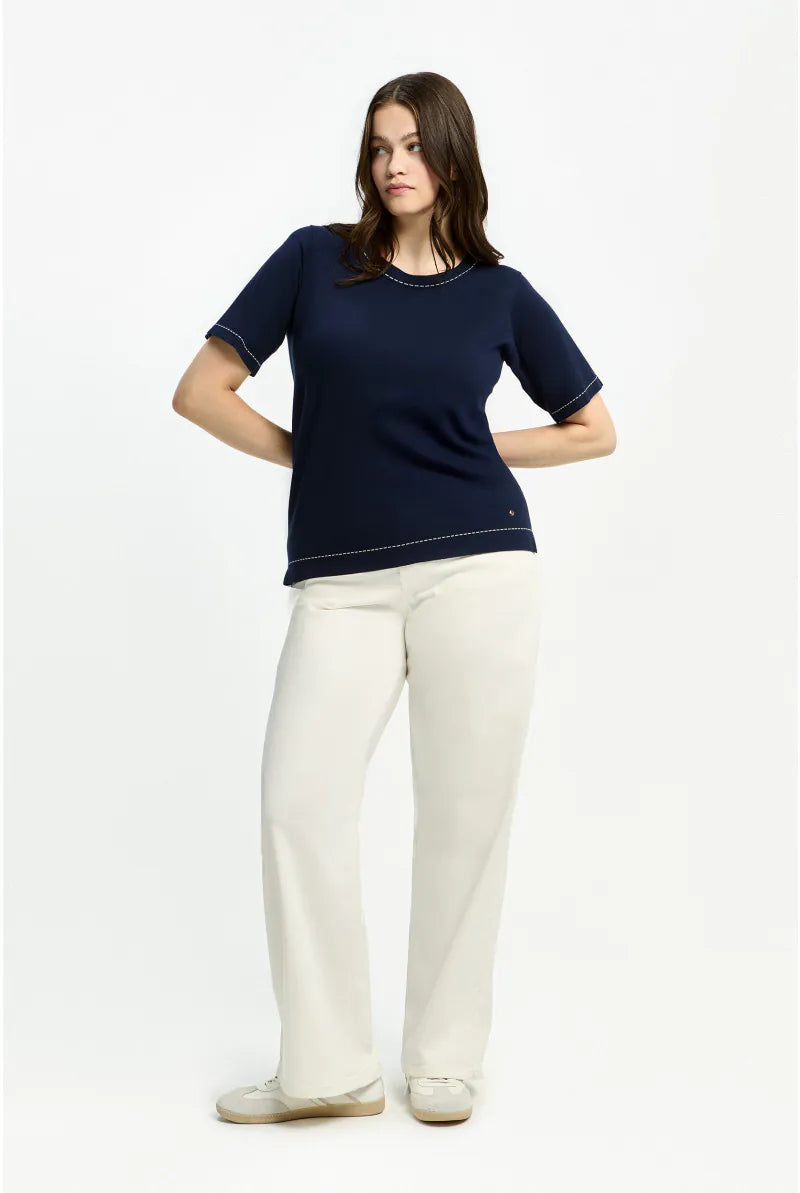 Navy Trui met Korte Mouw