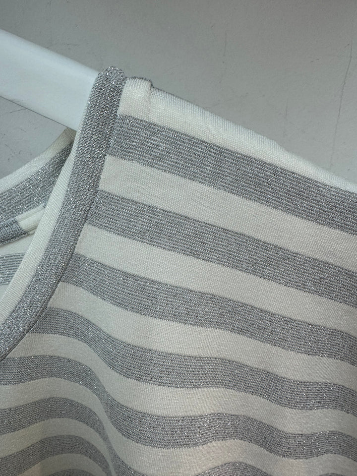 Gestreepte T-shirt Met Glansdraad In Zilver