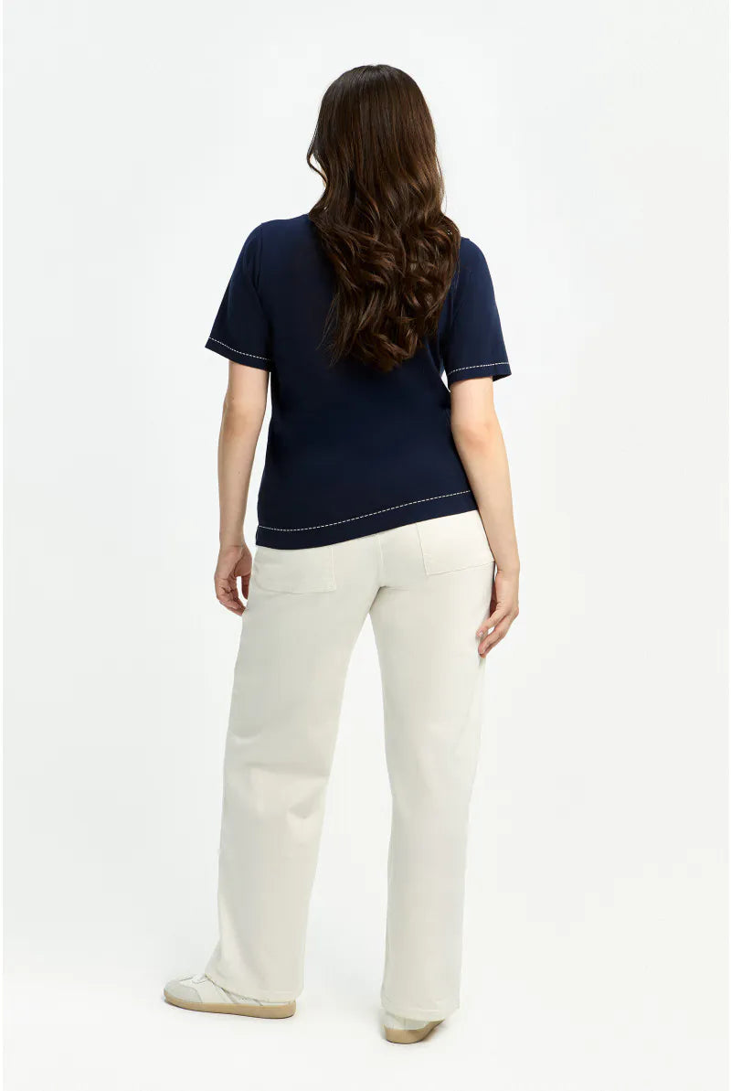 Navy Trui met Korte Mouw