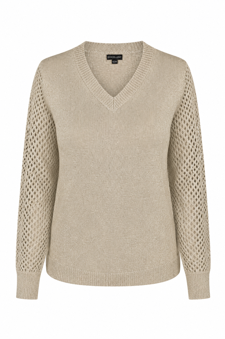 Zandkleurige Trui Met Lurex