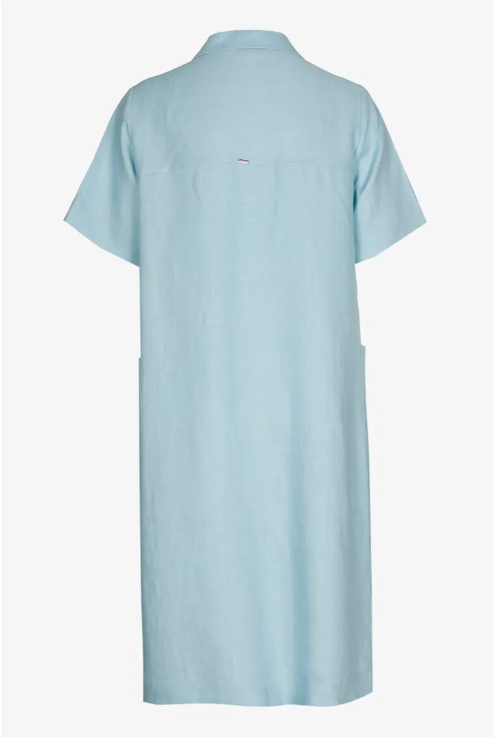 Linnen Jurk met Zakken in Lichtblauw