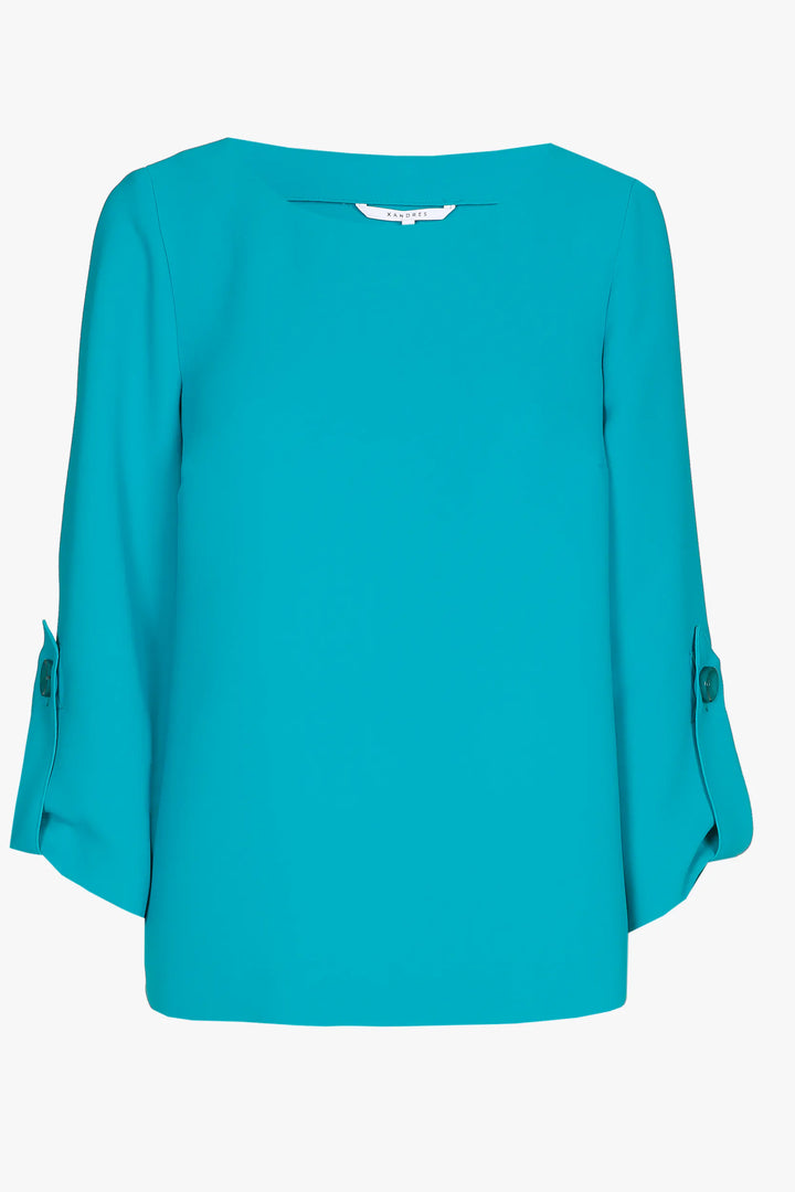 dark aqua blouse made of sustainable twill
