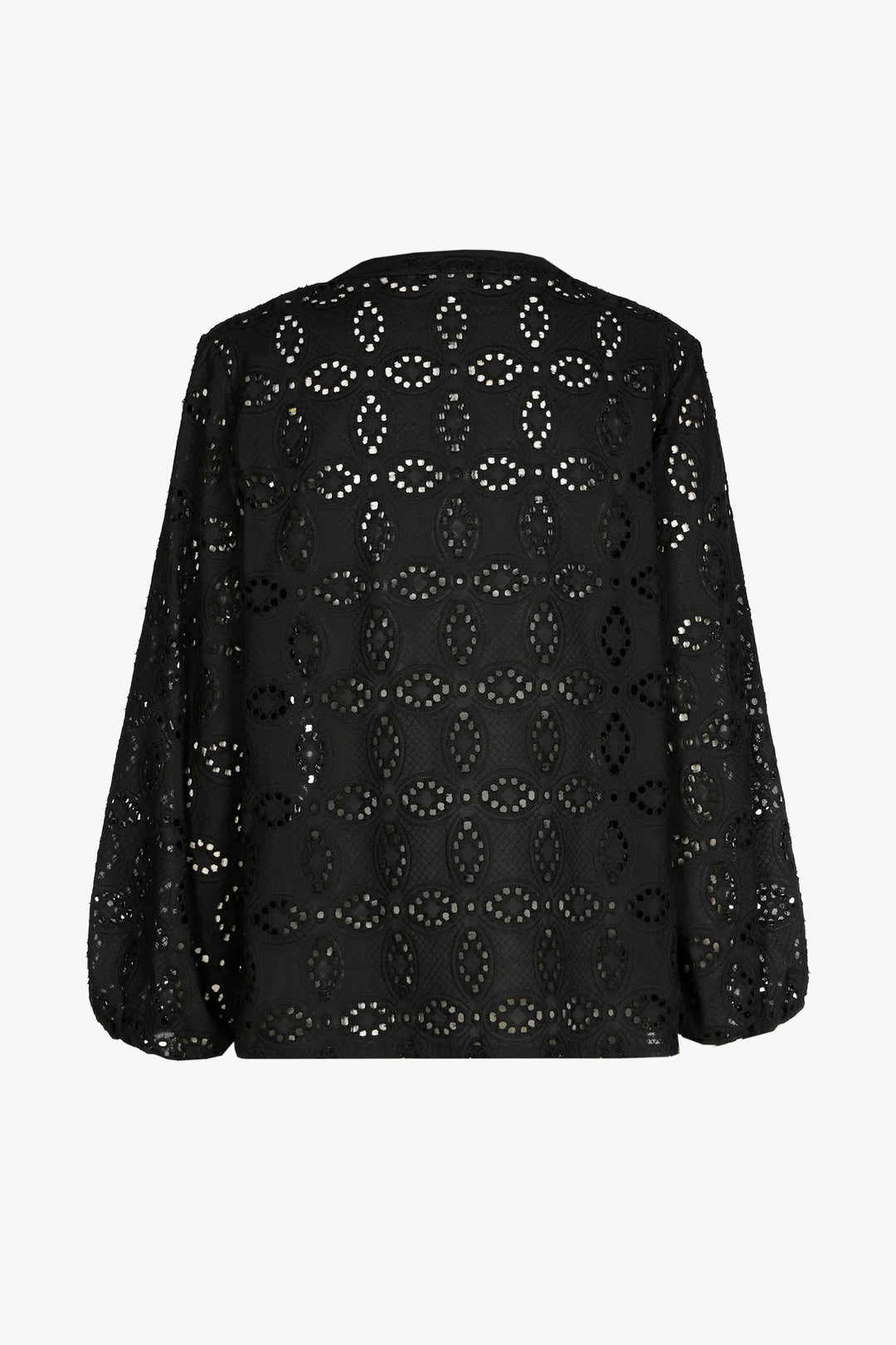 Zwarte Broderie Blouse Met Lange Mouwen | Grote Maten Mode bij Axent