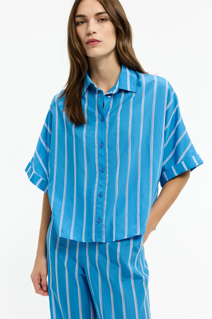 Blauwe Gestreepte Blouse