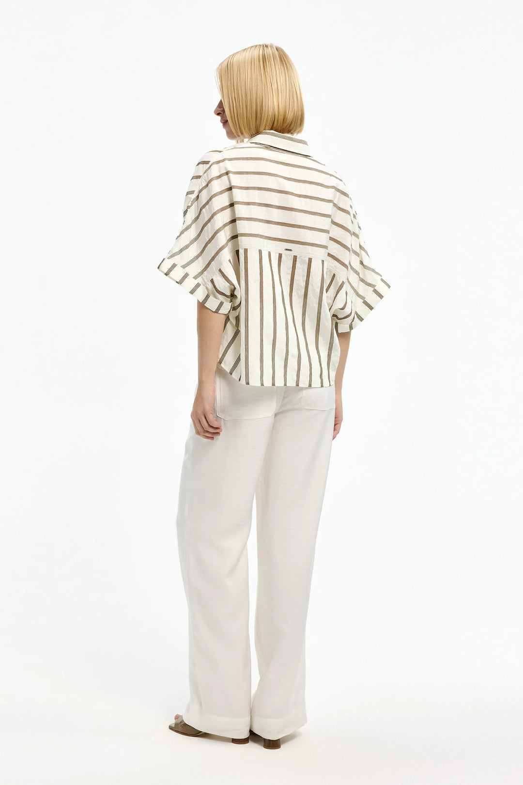 Ecru Gestreepte Blouse