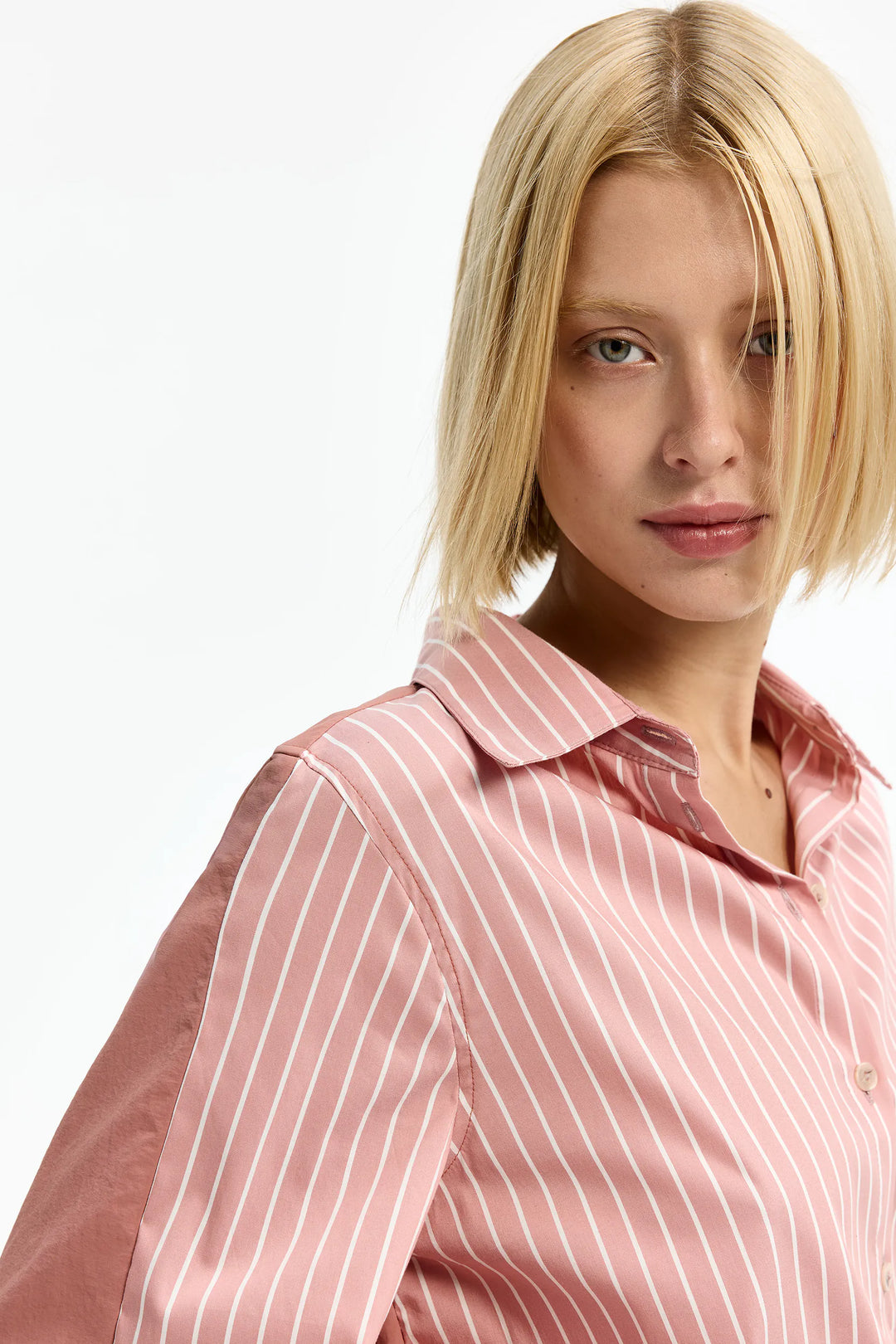 Blouse Met Strepen En Contrasterende Rug