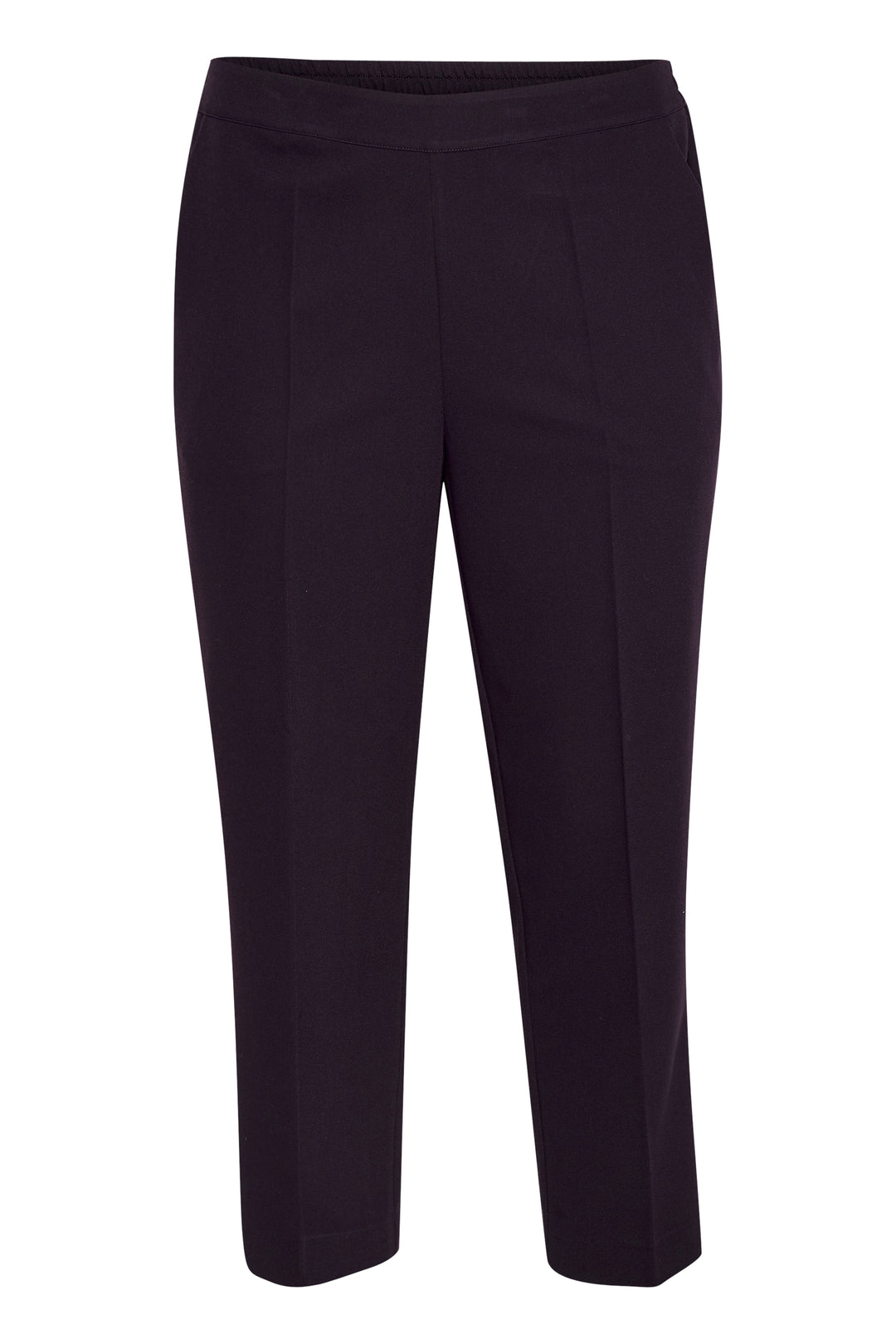 donkerpaarse cropped broek met elastische taille